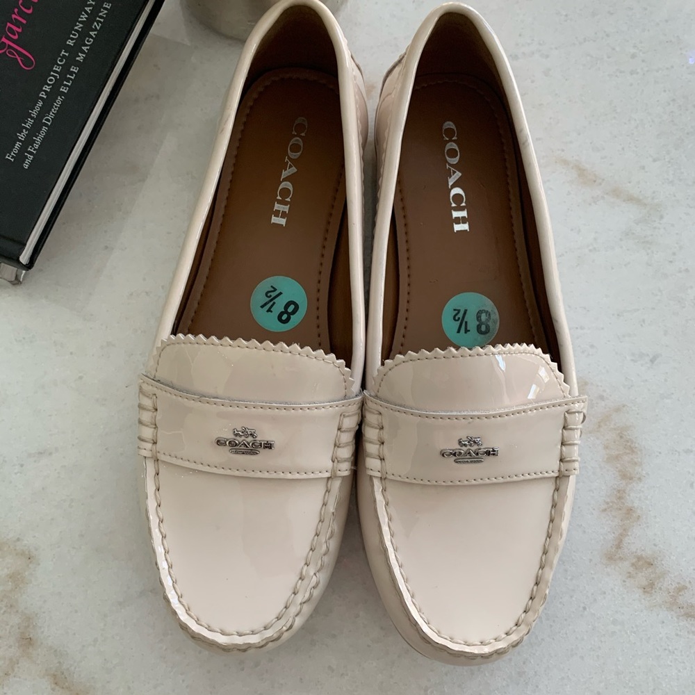 Coach Odette Cream Patent Leather Loafers